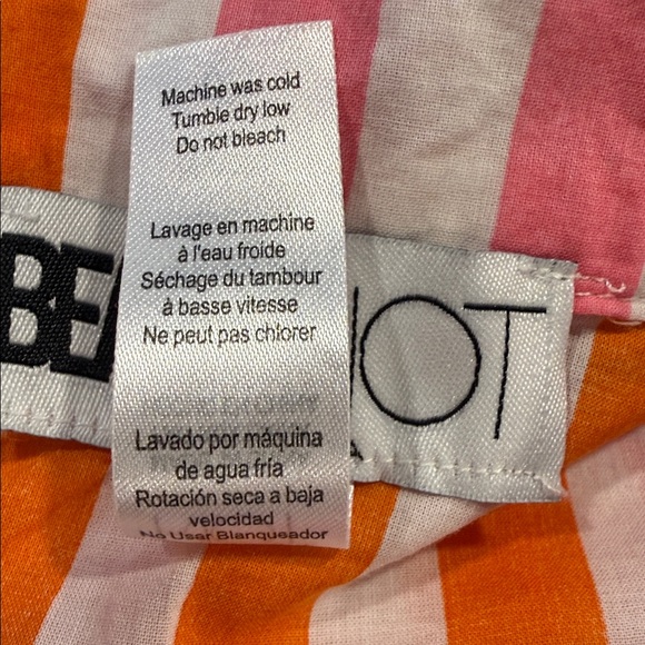 Beach Riot Pink Orange Striped Beach Resortwear Button Down Cover Up Shirt Sz PL - Picture 9 of 11